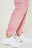 G7979-PINK Velour Joggers Side Detail