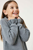 G7992-HEATHER GREY High Neck Ruffle Sweater Alternate Angle