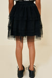 G8003-BLACK Tulle Lace Mini Skirt Back