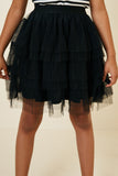 G8003-BLACK Tulle Lace Mini Skirt Alternate Angle
