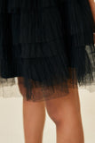 G8003-BLACK Tulle Lace Mini Skirt Detail