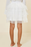 G8003-WHITE Tulle Lace Mini Skirt Back