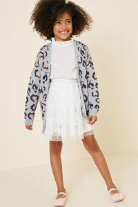 G8003-WHITE Tulle Lace Mini Skirt Detail