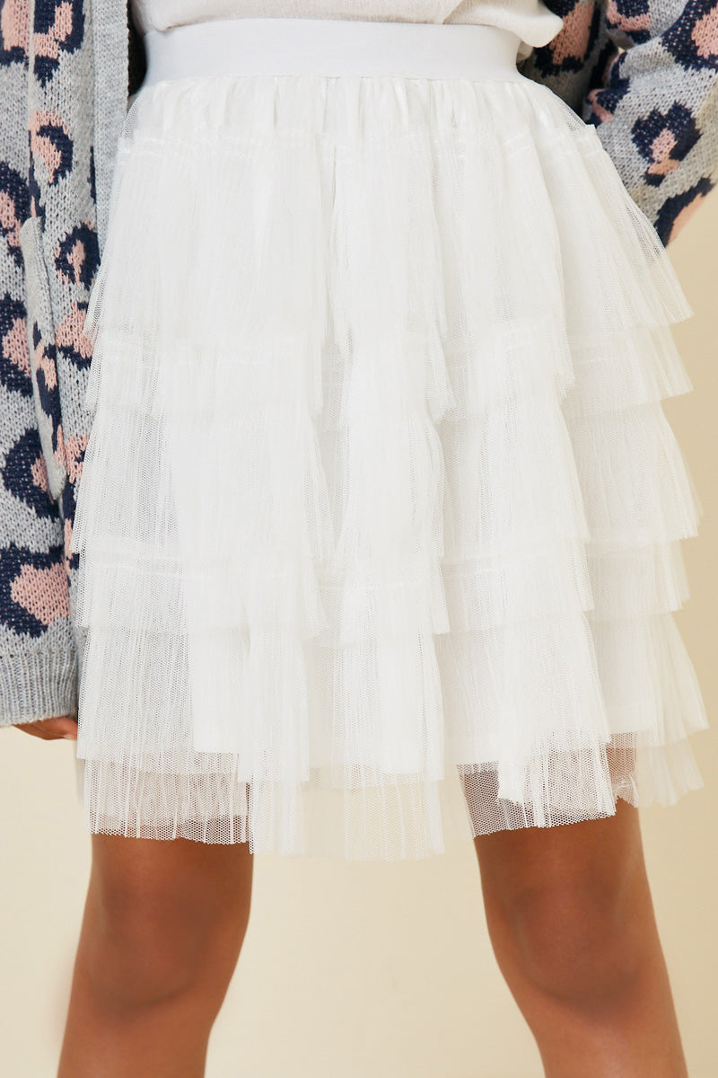 G8003-WHITE-Tulle Lace Mini Skirt Detail
