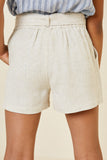G8006-OATMEAL Linen Tie-Front Shorts Back