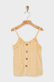 G8008 Yellow Plaid Ruffle Trim Cami Tank Top Front Flat