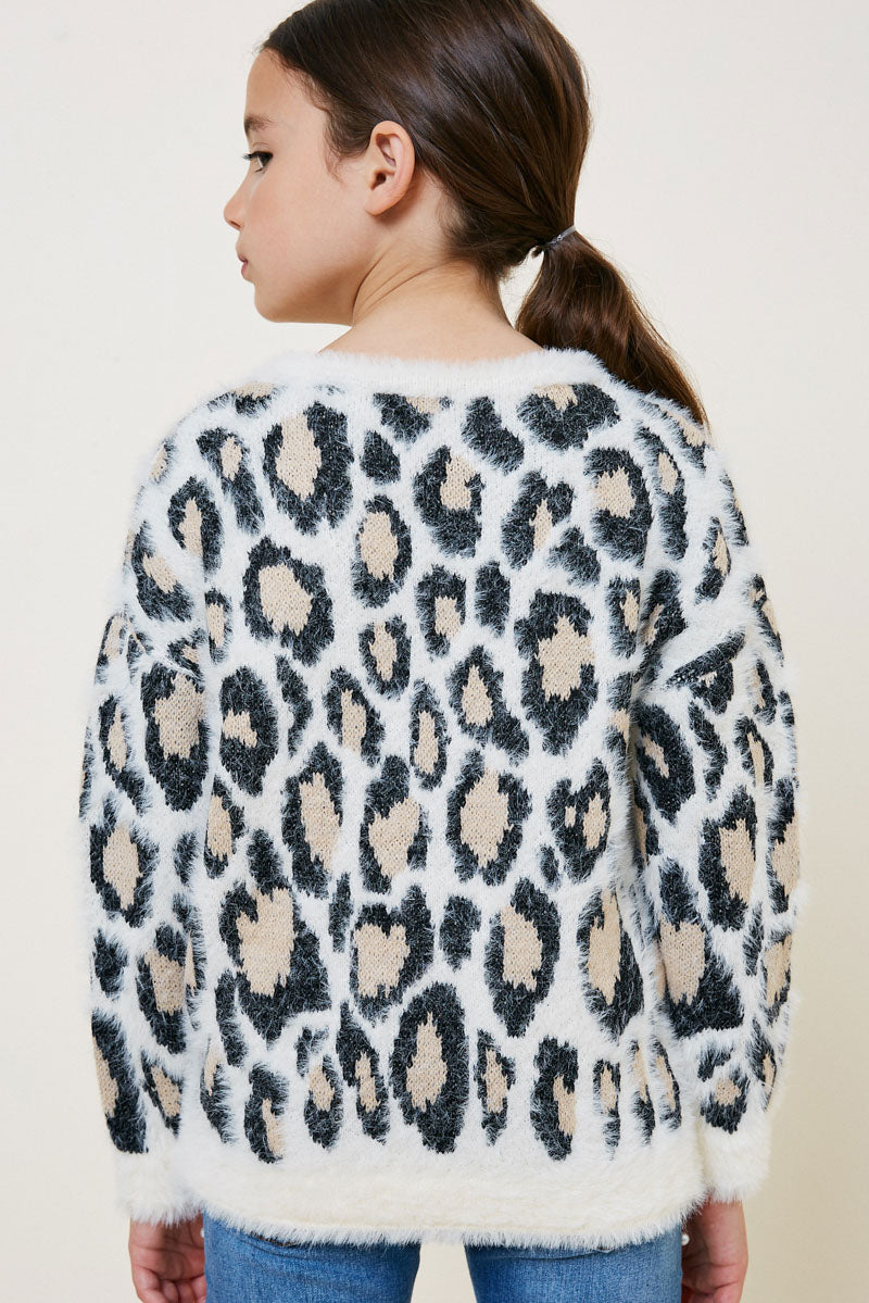 Girls' Leopard Mohair Sweater | Cute Girls' Clothes – Hayden Girls