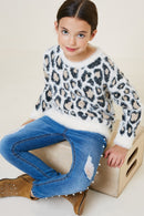 G8019-IVORY Leopard Mohair Sweater Alternate Angle