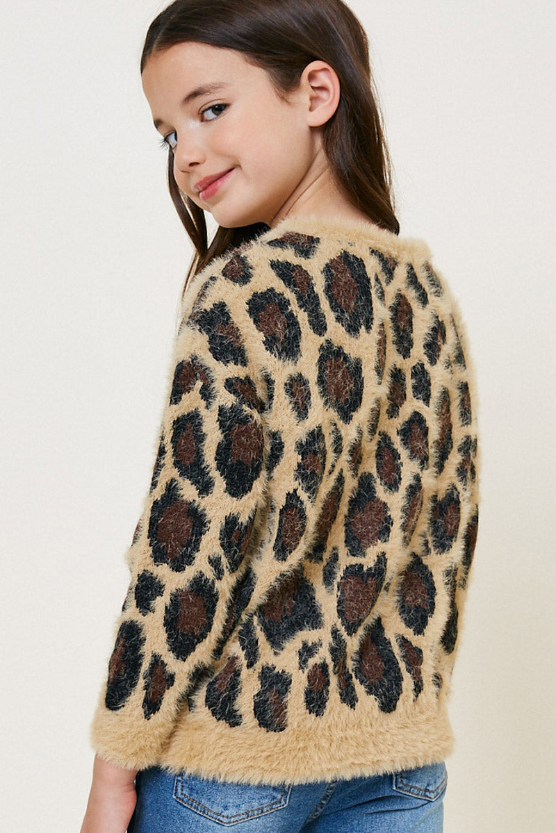 Girls' Leopard Mohair Sweater | Cute Girls' Clothes – Hayden Girls