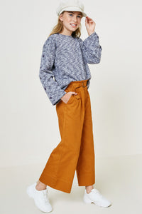 G8055-NAVY Button Sleeve Brushed Knit Sweater Alternate Angle