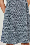 G8066-NAVY Tweed Babydoll Mini Dress Front Detail