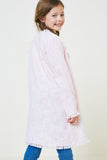 G8080-PINK Frayed Tweed Duster Coat Back