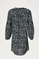 G8102-BLACK Floral Lace Mini Tunic Dress Back