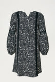 G8102-BLACK Floral Lace Mini Tunic Dress Alternate Angle