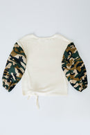 G8163 Almond Girls Camo Sleeve Top Back