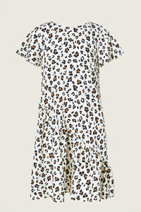 G8226-CREAM Leopard Mini Swing Dress Alternate Angle