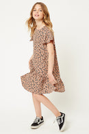 G8226-LATTE Leopard Mini Swing Dress Side