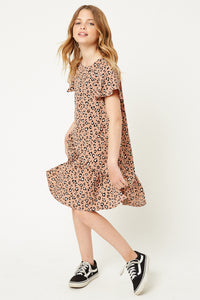 G8226-LATTE Leopard Mini Swing Dress Side