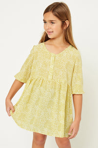 baby yellow mini dress Hayden Los Angeles Girls' Button-Up Babydoll Dress - Big Kid