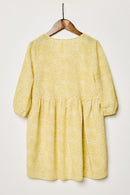 G8247-LEMON Buttoned Baby Doll Mini Dress Back