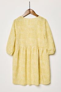 G8247-LEMON Buttoned Baby Doll Mini Dress Back