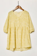 G8247-LEMON Buttoned Baby Doll Mini Dress Alternate Angle