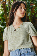G8249 Sage Knit V-Neck T-Shirt Editorial