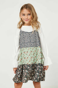 G8288-NAVY Floral Swing Dress Pose