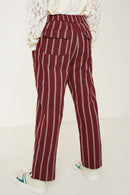 G9035-BURGUNDY Stripe Drawstring Pants Back