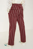 G9035-BURGUNDY Stripe Drawstring Pants Back