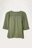G9080-OLIVE Embroidered Bell Sleeve Tunic Top Alternate Angle