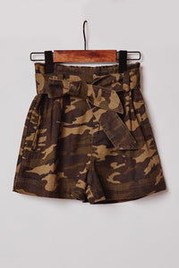 G9090-CAMO Belted Paperbag Shorts Alternate Angle