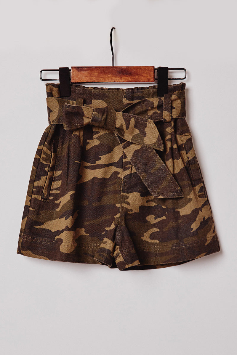 G9090-CAMO Belted Paperbag Shorts Alternate Angle