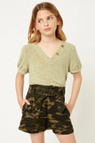 G9090-CAMO Belted Paperbag Shorts Alternate Angle