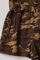 G9090-CAMO Belted Paperbag Shorts Front Detail