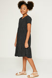 G9097-BLACK Polka-Dot Ruffle Maxi Dress Side