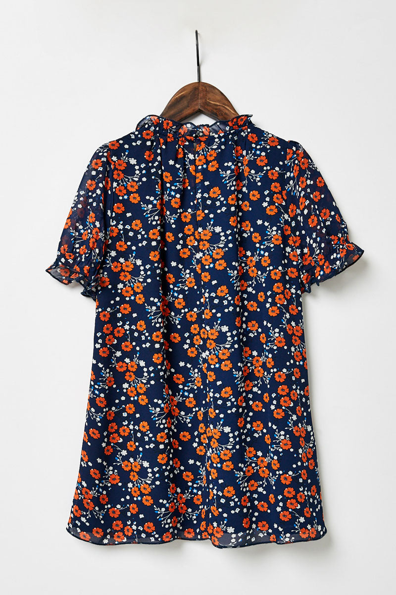 Floral Tassel-Tie Tunic Top