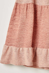 G9242-PINK Knit Tiered T-Shirt Mini Dress Front Detail