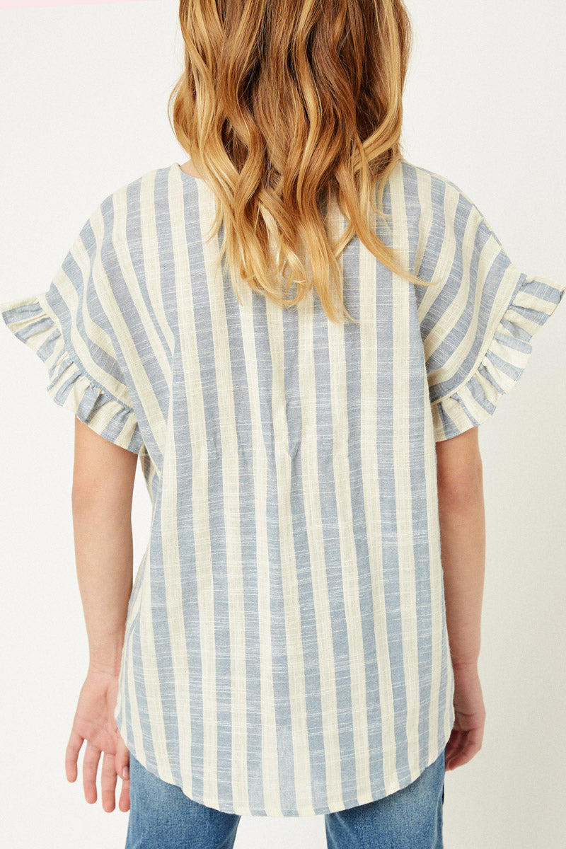 Stripe Linen Button-Down Top