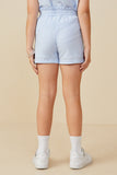GB0092 Blue Girls Patch Pocket Seersucker Gingham Shorts Back