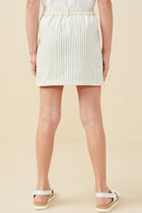 Ribbon Detail Pinstripe Twill Skirt