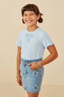 GB0211 Blue Girls Heart Stitched Merrow Detail Knit Top Side