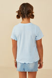 GB0211 Blue Girls Heart Stitched Merrow Detail Knit Top Back