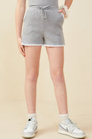 Crochet Stitch Detail Ribbed Knit Boxer Shorts