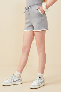 GB0363 Grey Crochet Stitch Detail Ribbed Knit Boxer Shorts Side