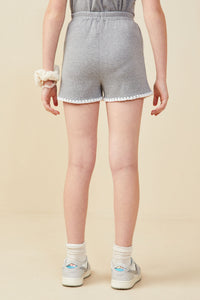 GB0363 Grey Crochet Stitch Detail Ribbed Knit Boxer Shorts Back