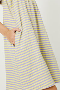 GDJ3430 Lemon Girls Gauze Stripe Babydoll Mini Dress Detail