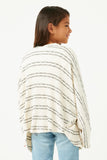 GDN4060 IVORY Girls Ribbed Knit Striped Open Cardigan Back