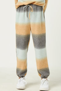 GDN4065 MINT Girls Brushed Knit Block Stripe Joggers