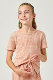 GDN4515 Coral Girls Zigzag Printed French Terry T Shirt Front